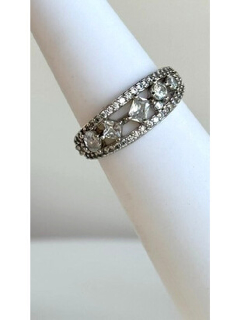 Bomb Party Sz 9 RBP7592 "The Lainey Ring" Clear Cz on Rhodium
